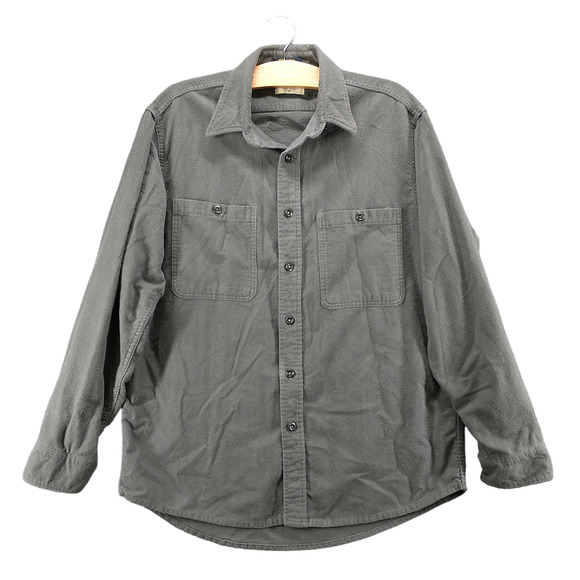Fieldmaster Men's Flannel Button-Up Shirt Gray Large Long Sleeve Chest Pockets - Picture 1 of 15